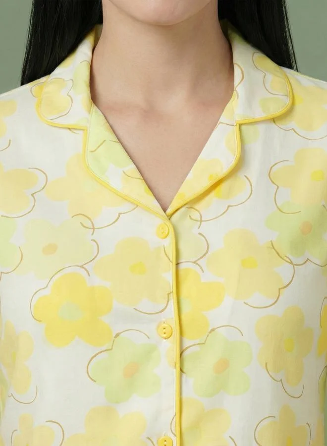 ميش طقم بيجاما من بنطال وبلوزة قطن بطبعة زهور